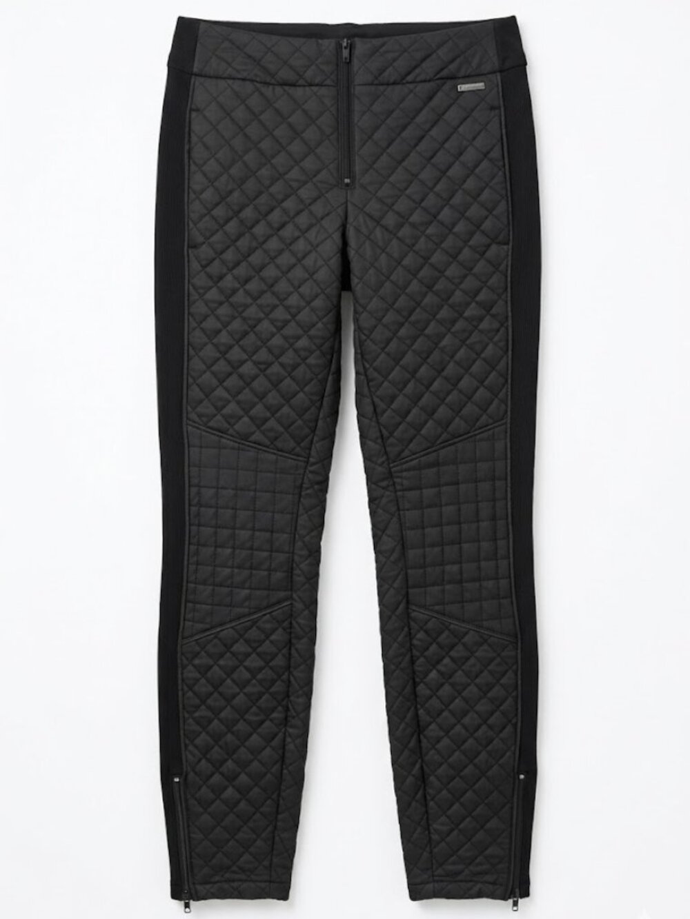 Sweaty Betty Artic Luxe Pants Medium Black Quilted Leather Look Moto Insulated